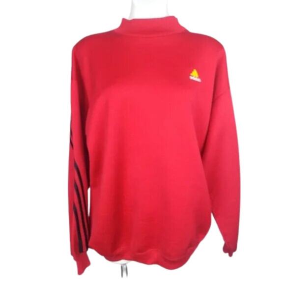 Vintage Adidas Logo Embroidered Mock Neck Sweatshirt Size Large - Picture 1 of 16